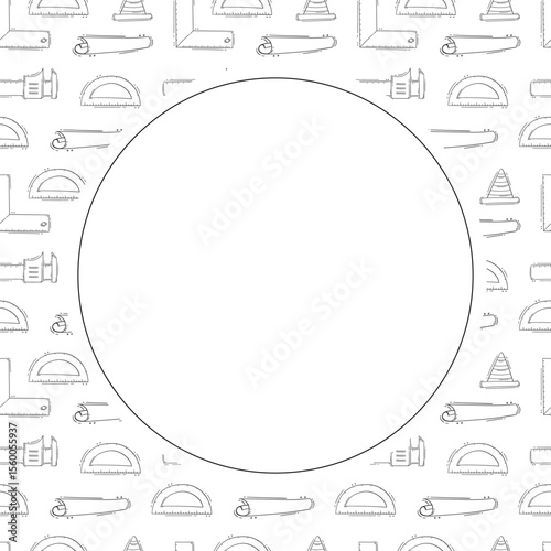 construction frame. doodle construction tool circle frame. hand drawn construction frame background. construction tool background