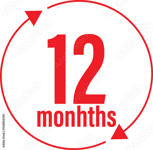 Red circle with twelve months and arrow indicating time progression