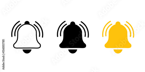 Notification bell icon set. Alarm symbol. Ringing bells. incoming inbox message sign, outline flat notification reminder icons collection. vector illustration