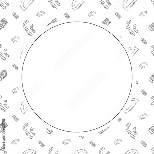 construction frame. doodle construction tool circle frame. hand drawn construction frame background. construction tool background