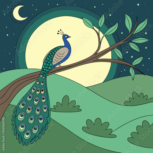 
a peacock on a tree branch