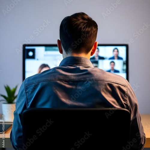 Back View of an Employee Nodding Off During a Video Call

Description: A tired worker seen from behind dozing off in front of a laptop during a virtual meeting — s