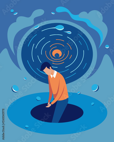 A draining vortex of negativity that leaves its host in a constant state of melancholy.. Vector illustration