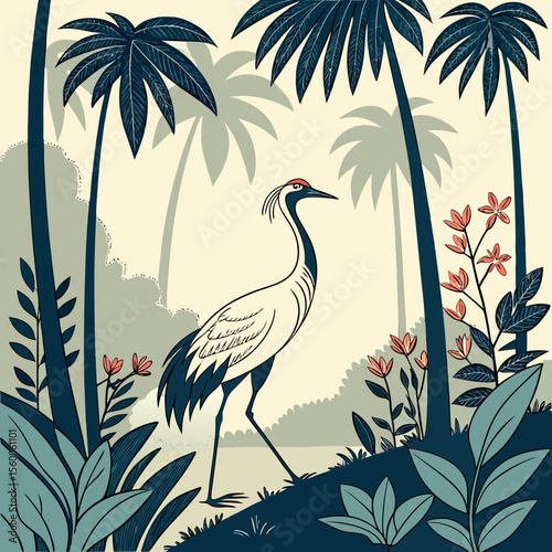
a bird in a forest