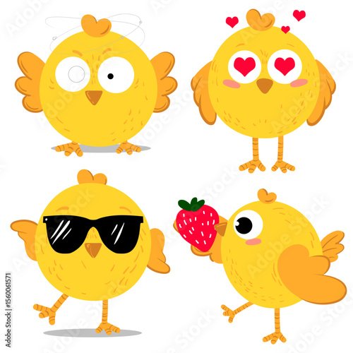 Happy chicken vector. Emodji for your collection. Vector illustration chicken summer chill
