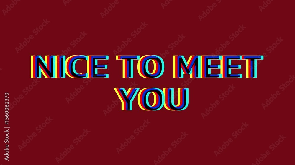 Nice to meet you text with rgb split effect on a gray background in a digital graphic design image