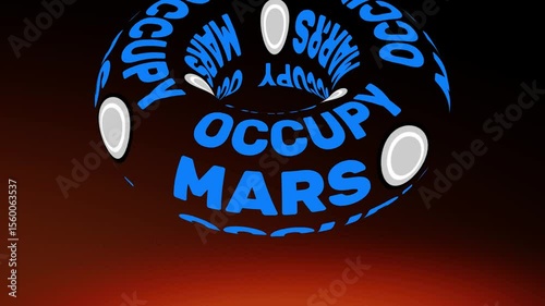 Animated torus with occupy mars text and white circles against a gradient background