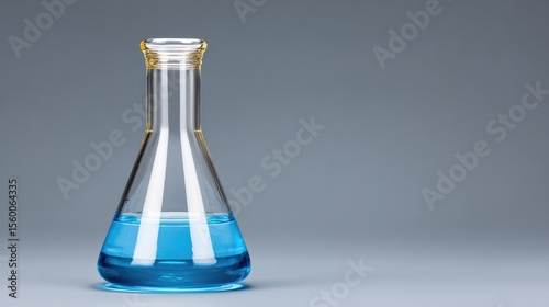 One glass funnel on top of a beaker, chemistry equipment shown in isolation with background space