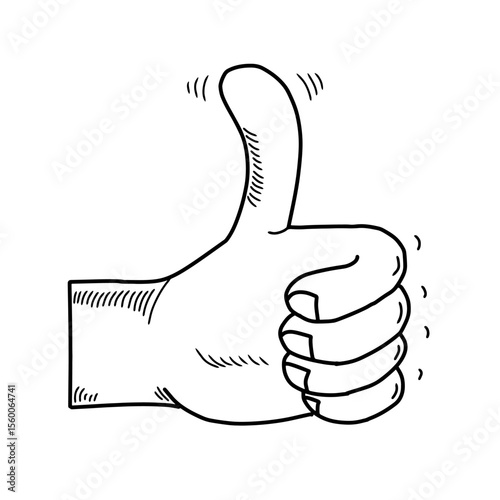 Doodle sketch style thumbs up hand gesture vector illustration