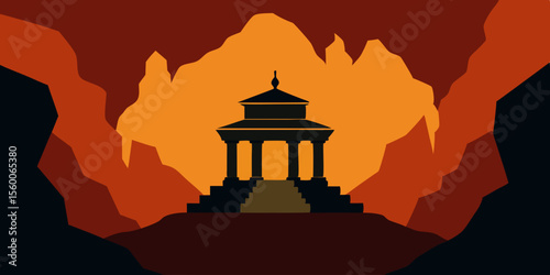 vector illustration of a temple silhouette