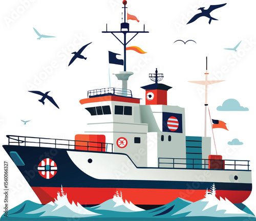 This collection of images depicts of ships, some with detailed rigging and sails, and others appearing more modern or stylized