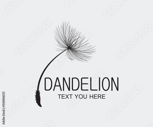 Dandelion flower logo simple creative template on white background . Vector design
