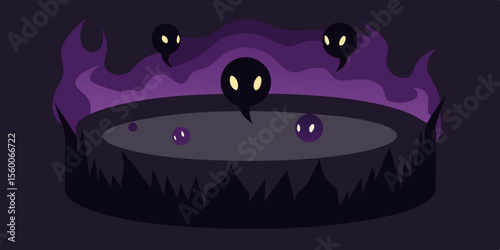A cartoon Halloween birthday scene unfolds with a spooky haunted house, silhouetted cat, and an owl under a dark, moonlit sky, all perfect for a holiday card