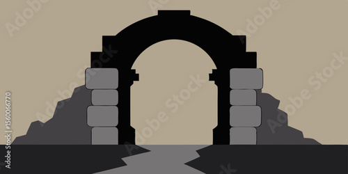 Ancient stone arch ruins frame the sky, a historic European travel landmark