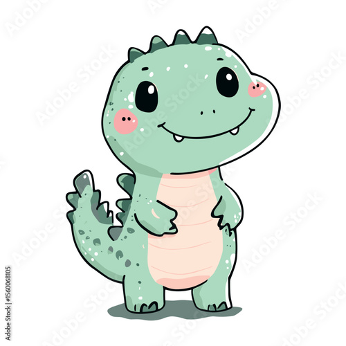 cute little baby dino childish isolated vector illustration