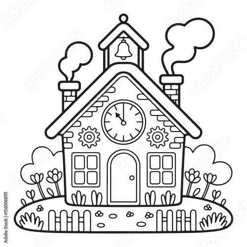 Whimsical House Bold & Easy Coloring Page,  bold and easy coloring book, Coloring page, whimsical coloring book for kids, bold and easy coloring book, victor art,   fairy house coloring page