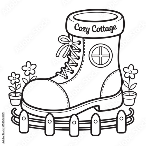 Whimsical House Bold & Easy Coloring Page,  bold and easy coloring book, Coloring page, whimsical coloring book for kids, bold and easy coloring book, victor art,   fairy house coloring page