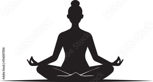 Silhouette of Inner Peace: A graceful silhouette of a woman in a lotus pose. It embodies tranquility and mindfulness, offering a glimpse into the serene world of meditation.