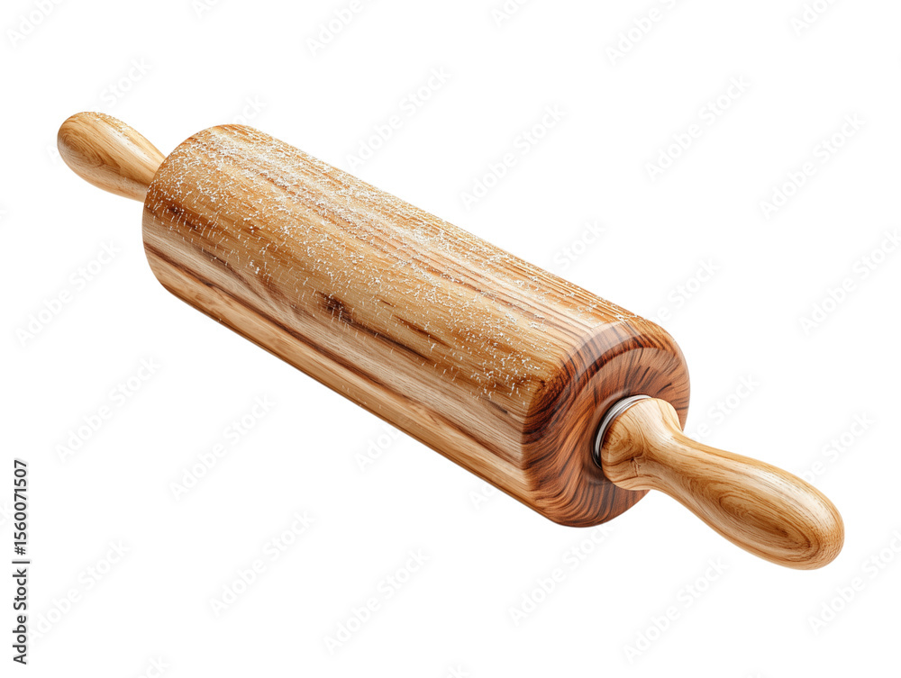 Fototapeta premium A close-up of a wooden rolling pin, perfect for baking and pastry preparation. 