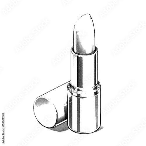Monochrome lipstick with open container on transparent background