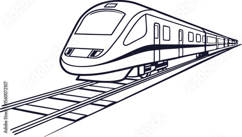 High Speed Train Concept Illustration Set Featuring Modern Rail and Fast Transit Design. Clean and Stylish High Speed Train Concepts with Railway Lines and Urban Travel Elements. Futuristic High Speed