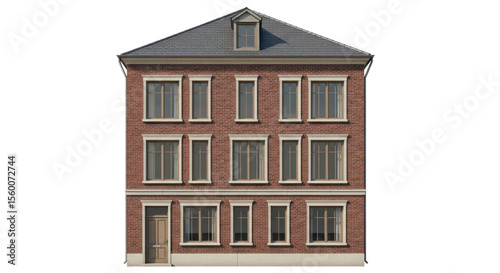Isolated Brick Building Facade