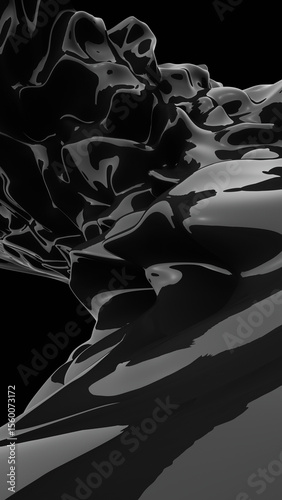 Abstract black vertical background. Oil, petroleum, rock oil. Silk, satin. Black tar, gum. 3d rendering illustration not AI