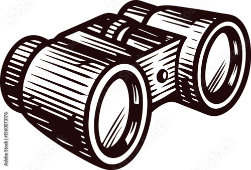 Hand drawn vintage binoculars isolated on white background detailed engraved illustration
