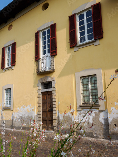 Historic buildings along via Angelo Teotti in Abbiategrasso, Milan, Italy