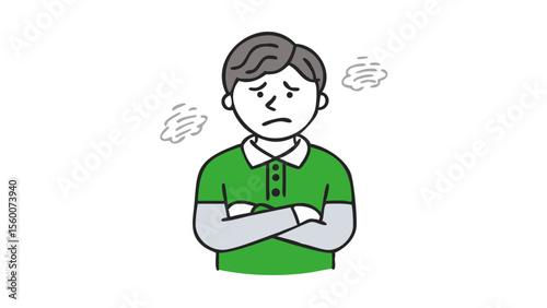 Frustrated man with arms crossed and steam coming from head expressing anger and annoyance isolated on transparent background