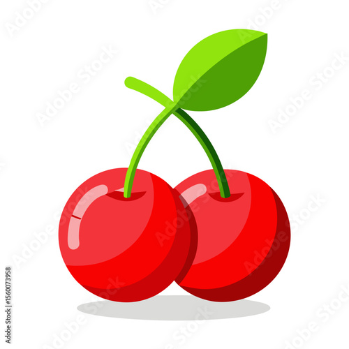 cherries with leaves