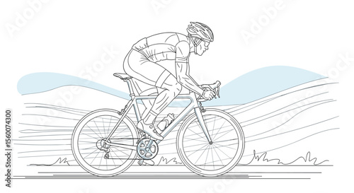 A Cyclist Riding Bicycle on the Road During a Race in Daytime Sunlight
