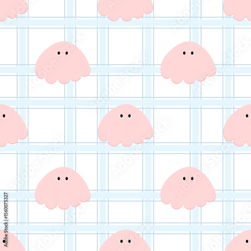 Seamless pattern with squid 