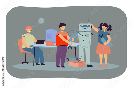 Teamwork with Robot – Engineering and AI Collaboration Scene