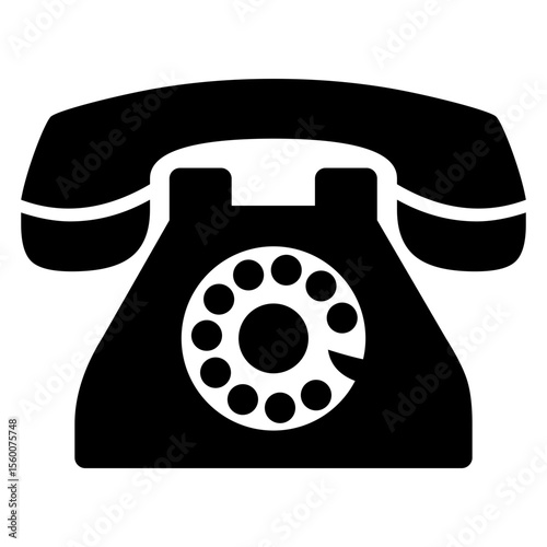 Icono silueta de telefono clásico con dial