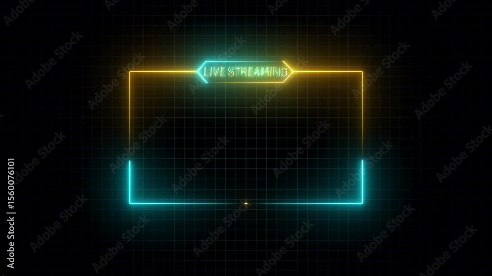 live streaming neon text frame animation box frame neon frame live streaming game live Stream overlay animation for live streaming video. neon line animation tow ton color
