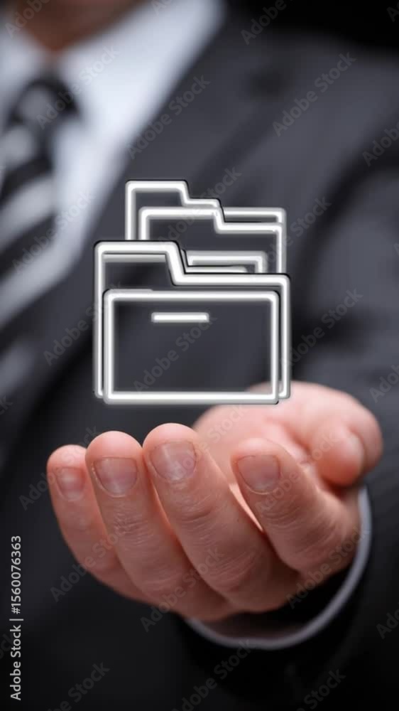Data in Hand: A professional presents data in the palm of his hand, the perfect symbol for information management, efficient processes, and meticulous organization. Data in Hand: A professional presents data in the palm of his hand, the perfect symbol for information management, efficient processes, and meticulous organization.
