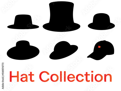 hats vector silhouette. fashion hats collection