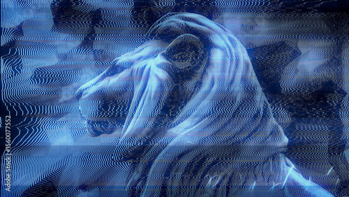 Φωτογραφία Close in on the head of a Lion with a distorted modulation effect