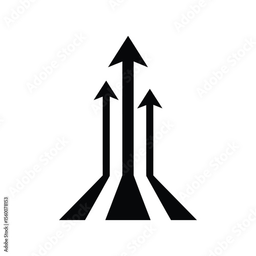 Three Black Arrows Pointing Upward on White Background