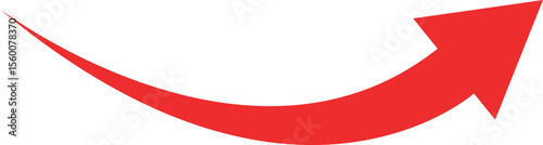 Red curved graph with arrow on white background