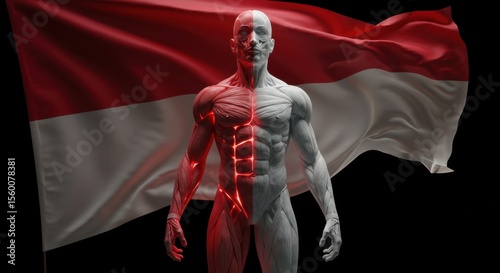 Indonesian Flag and Muscular Anatomy: A Powerful Visual Representation of National Strength and Vitality