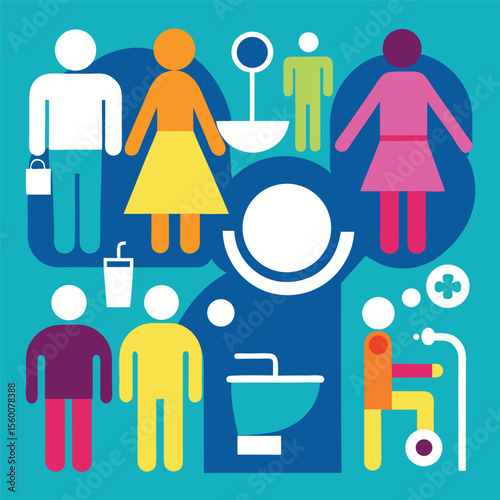 Minimalist Bathroom Icons for App UI