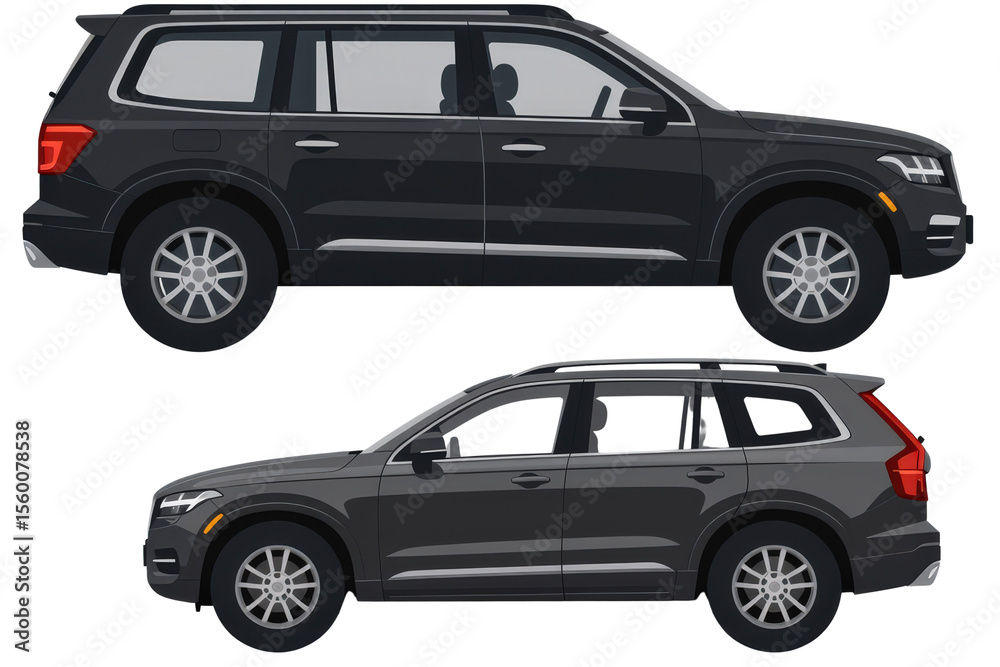 Fototapeta premium 2d icon of an armored car or black suv used for executive protection, minimalist design, solid black and dark gray colors, clean sharp lines, no shadows, isolated on a plain white background