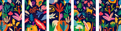 Colorful Summer trendy  vector illustrations. Notebook covers and posters.
