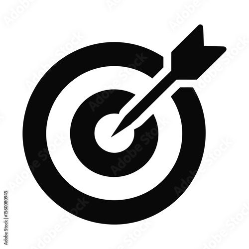 Black and White Target with Arrow Icon bullseye archery
