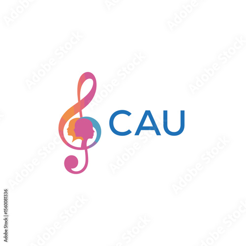 CAU “Abstract music school logo with people and melody icon” CAU Later Logo, “Modern music therapy logo with faces and note symbol”
