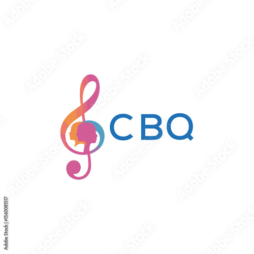 CBQ “Abstract music school logo with people and melody icon” CBQ Later Logo, “Modern music therapy logo with faces and note symbol”
