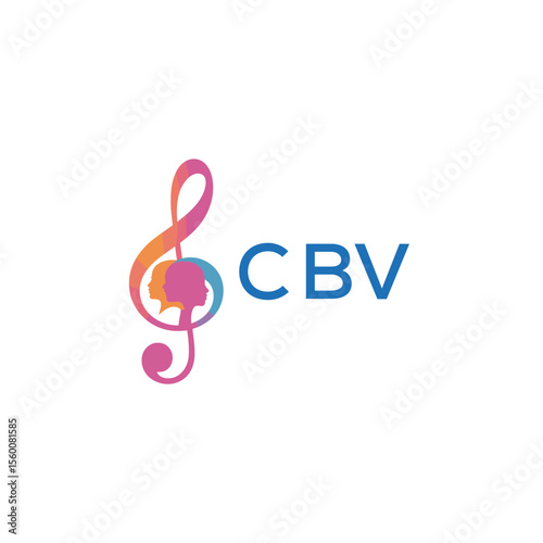 CBV “Abstract music school logo with people and melody icon” CBV Later Logo, “Modern music therapy logo with faces and note symbol”
