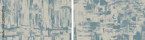 Teal backgrounds set of calm patterns, textured brush strokes on canvas, creating a serene composition